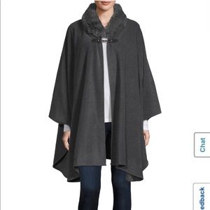 Liz Clairborne Faux Fur Collar Fleece Wrap